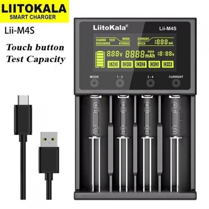 Інтелектуальний зарядний пристрій LiitoKala Lii-M4S для АА, ААА, 18650, 26650 Li-ion, Ni-MH/Ni-Cd
