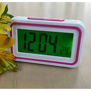 Настільний годинник Kenko розмовляє електронний із будильником і підсвіткою 13х8 см Біло-рожевий