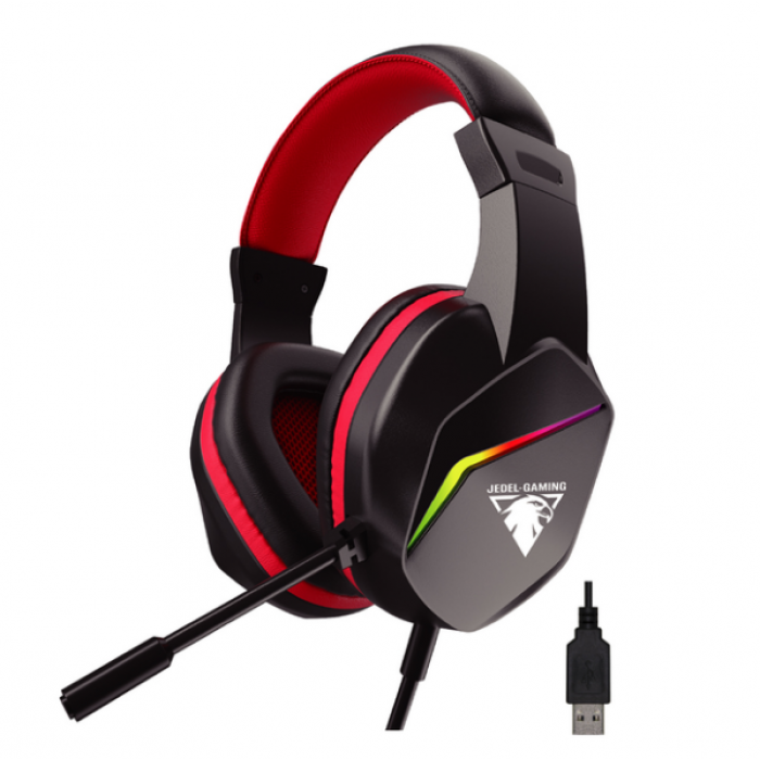 Ігрові навушники з мікрофоном + підсвітка, від USB, JEDEL GH-269