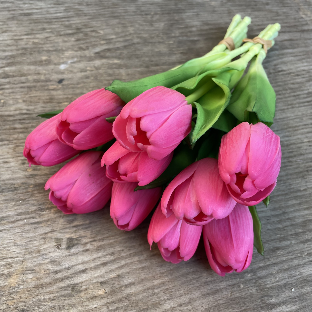 Штучний тюльпан гелеві, латекс пучок 32 см 5 гілок малиновий, фото 1