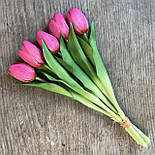 Штучний тюльпан гелеві, латекс пучок 32 см 5 гілок малиновий, фото 3