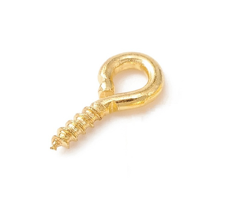 Пін-штифти з різьбою Finding Гвинт із кільцем для біжутерії саморіз із вушком Золотистий 8 мм x 4 мм 209752