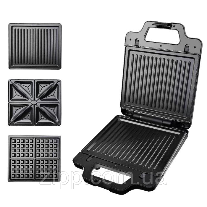 Сендвічниця з пластинами 3в1 Sokany SK-BBQ-852 три насадки гриль-вафлі-сендвіч, фото 1