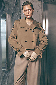 Укорочений тренч-плащ з якісної щільної тканини 42-52 розміри різні кольори бежевий