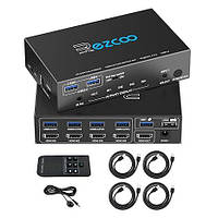 EZCOO USB 3.0 KVM-перемикач HDMI 4 Комп'ютер 1 Монітор 4K 60 Гц (ez-sw41ha-kvm u3p)