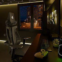 Геймерське ергономічне крісло для комп'ютера Cyberlux V10 Black екошкіра, фото 4