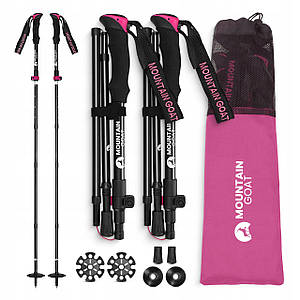 Трекінгові палиці Mountain Goat Pro+ 43-130 см Black/Pink (P-5905973404662)