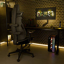 Комп'ютерне крісло для геймера з тканини Cyberlux V10 Fabric Grey, фото 3