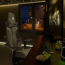 Комп'ютерне крісло для геймера з тканини Cyberlux V10 Fabric Grey, фото 4