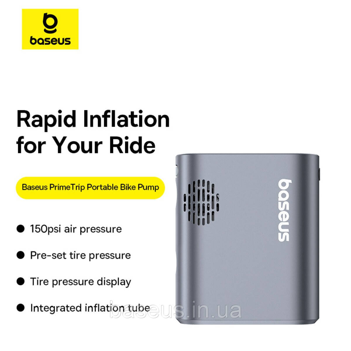 Акумуляторний компресор насос Baseus PrimeTrip Series Portable Bike Pump Cosmic 150psi, фото 1