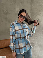 Тепла жіноча сорочка стильна для прогулянок у карту вільного фасону на кожен день розмір 42-46 арт 715