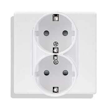 Подвійна розетка 1DAL | Білий пластик з З/К в 1 підрозетник (P86-ST2.WT)