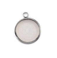 Основа для підвіски Finding Круглий кулон під вставку нержавіюча сталь Сталистий 17 мм x 14 мм F143