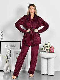 5240-13 Костюм домашній жіночий велюр (3 од: 42-44,46-48,50-52)