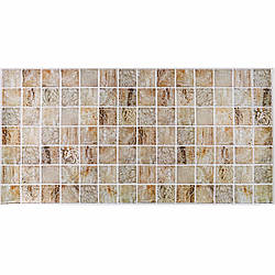 Стінова панель ПВХ Бежевий травертин під плитку квадрати 960*480мм вологостійка гнучка вініл