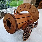 Дерев'яний тримач для вина і келихів декоративні гармати на колесах, Хатинка, фото 3