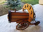 Дерев'яний тримач для вина і келихів декоративні гармати на колесах, Хатинка, фото 5