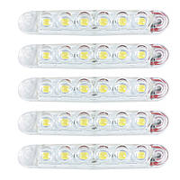 Габарит білий 100х10мм 12/24V Led 6 діодів Лінза