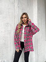 Сорочка жіноча стильна модна подовжена вільного фасону оверсайз у карту на кожен день фланель