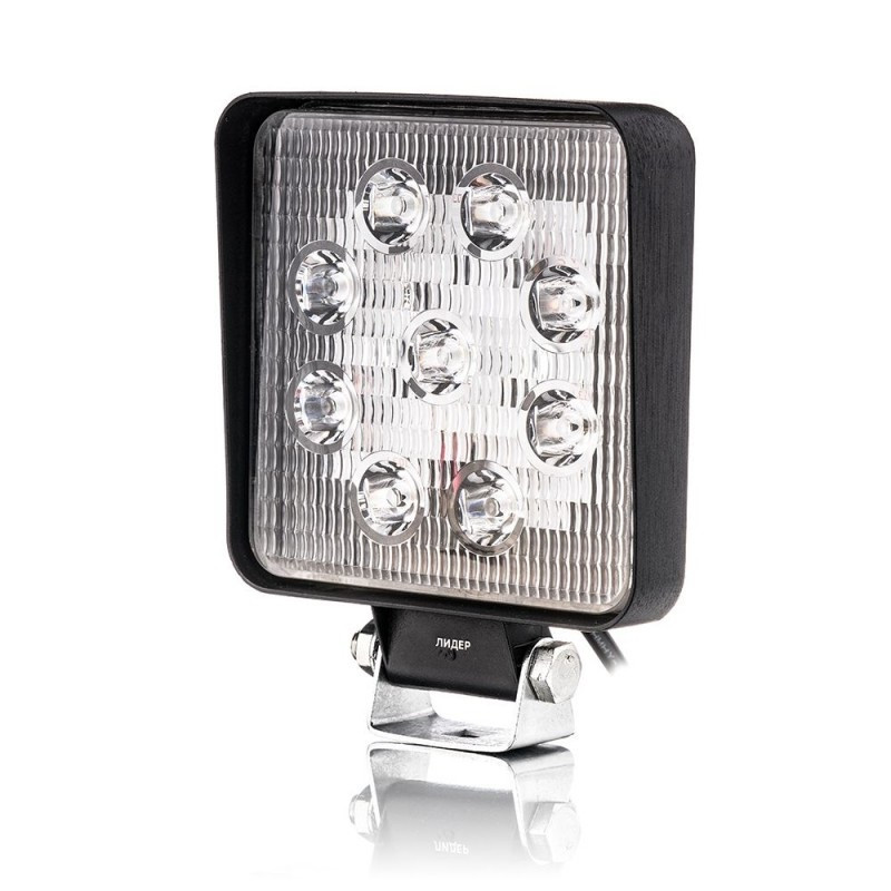 Фара-LED Квадрат 27W 105х126х20мм (3Wх9) 10/30V Дальнє/Spot (002 B 27W) (1шт) плоский