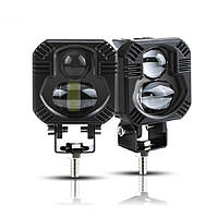 Фара-LED-Bi Квадрат P-66-40W 65х65х50мм 10/80V W/W
