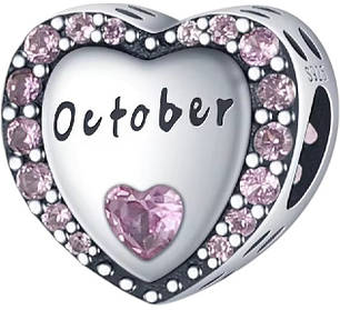 Срібний шарм-підвіска у стилі PANDORA October Charm 925 проба срібна намистна на браслет ПАНДОРА