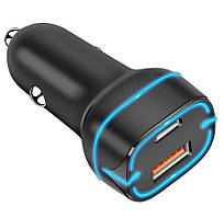 АЗП 12/24V 1USB-1Type-C YY-C14 PD 20W+QC3.0 38W (mini.Led світло) Чорна