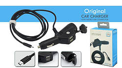 Прикурювач одинарний MicroUSB провід "ORIGINAL P15" 3.6А+2 USB+1прикурка L=1.5м