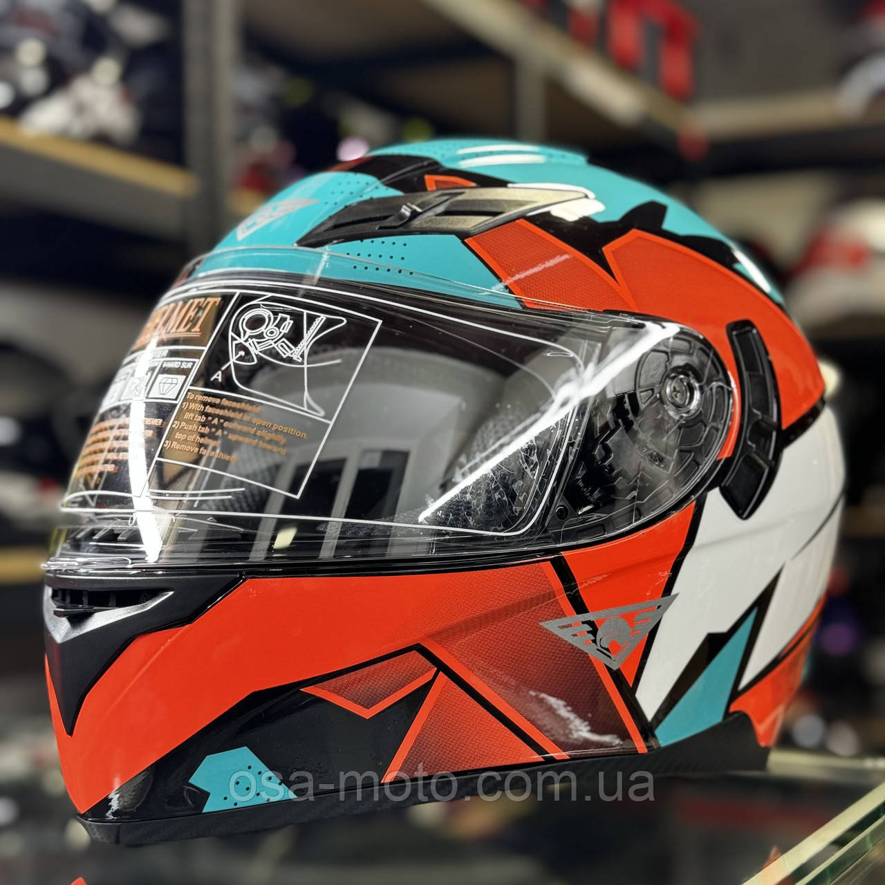 Мотошолом закритий інтеграл із сонцезахисними окулярами + LED підствітка!!!, фото 1