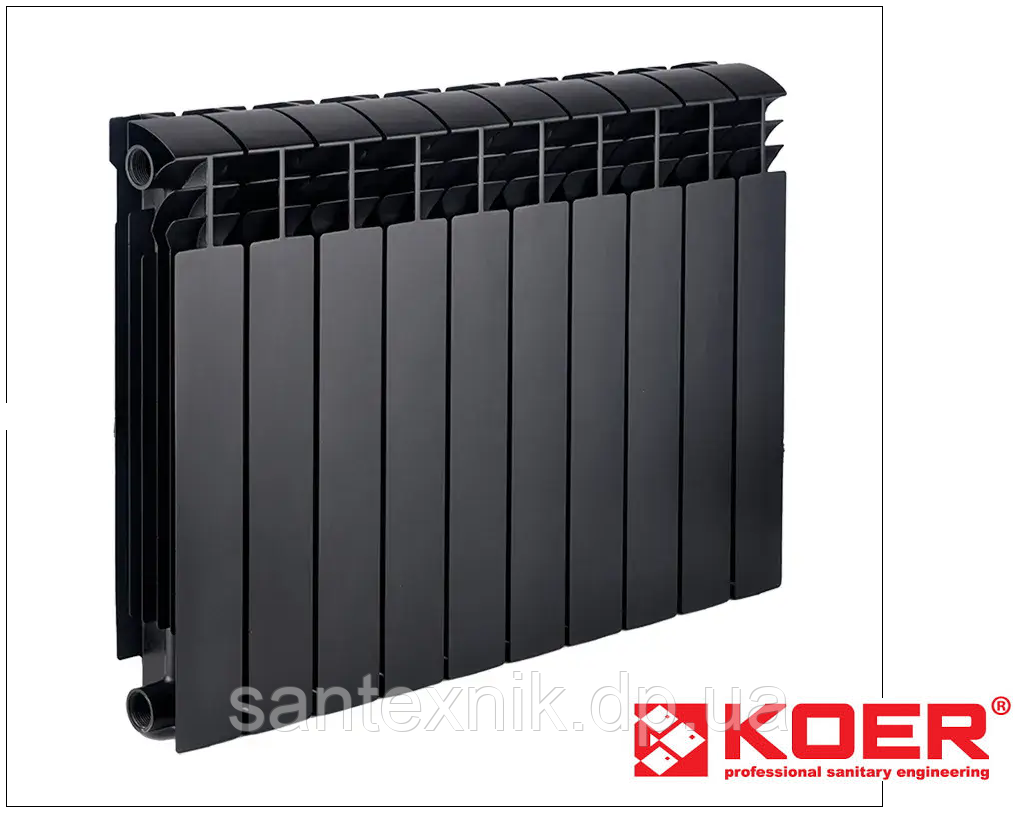 Радіатор біметалевий KOER 100 Bimetal-500 Ultra Black (10 секцій)
