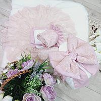 Конверт-плед + чепчик "порошена троянда" всесезонний