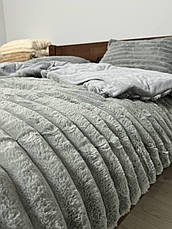 Велюрова постільна білизна Кролик Півтораспальний розмір Сірий Наволочки 70х70, фото 4