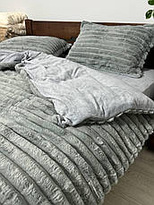 Велюрова постільна білизна Кролик Півтораспальний розмір Сірий Наволочки 70х70, фото 2