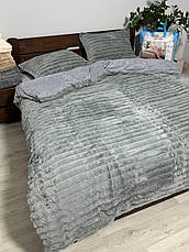 Велюрова постільна білизна Кролик Півтораспальний розмір Сірий Наволочки 70х70, фото 5