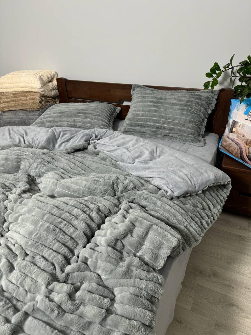 Велюрова постільна білизна Кролик Півтораспальний розмір Сірий Наволочки 70х70