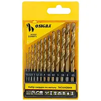 Набір свердел по металу HSS-TiN титанових 13шт 1.5-6.5мм (пласт кейс) SIGMA