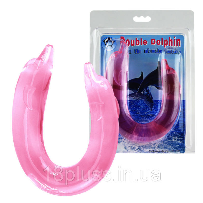 Двосторонній фалоімітатор Double Dolphin Pink, фото 1