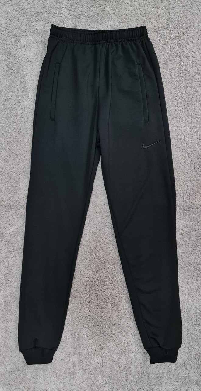 Спортивні штани чоловічі трикотажні демісезонні з манжетом чорні