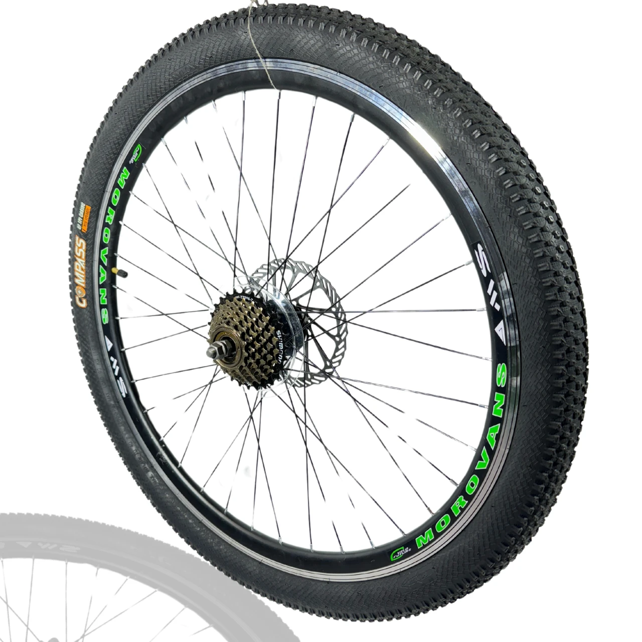 Колесо велосипеда в зборі заднє 20 TITAN СROSS втулка сталь КОМПЛЕКТ тріщатка-SHIMANO MF-TZ500-7 з Ротором +під vbrake