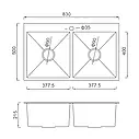 Кухонна мийка GAPPO GS8350-6 накладна 830x500 мм, нержавіюча сталь, поверхня PVD, фото 8