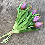 Штучний тюльпан бутон гелеві, латекс пучок 30 см 5 гілок бузковий, фото 4