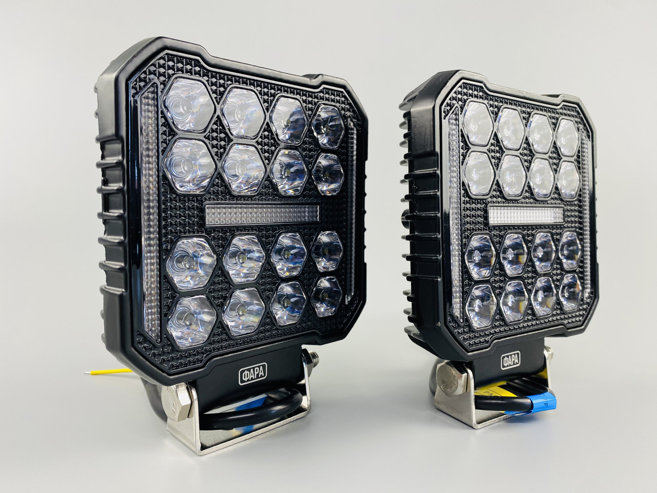 Фара LED квадратна 16 Led chip 12/24V. Широкий промінь + DRL світло-стробоскоп, світло 6500 К, IP67, фото 1