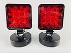 Фара LED квадратна 48 W 12 V 6500 K (16 діодів) (8.4 см х 8.4 см х 2 см) Mini (червоний колір), фото 7