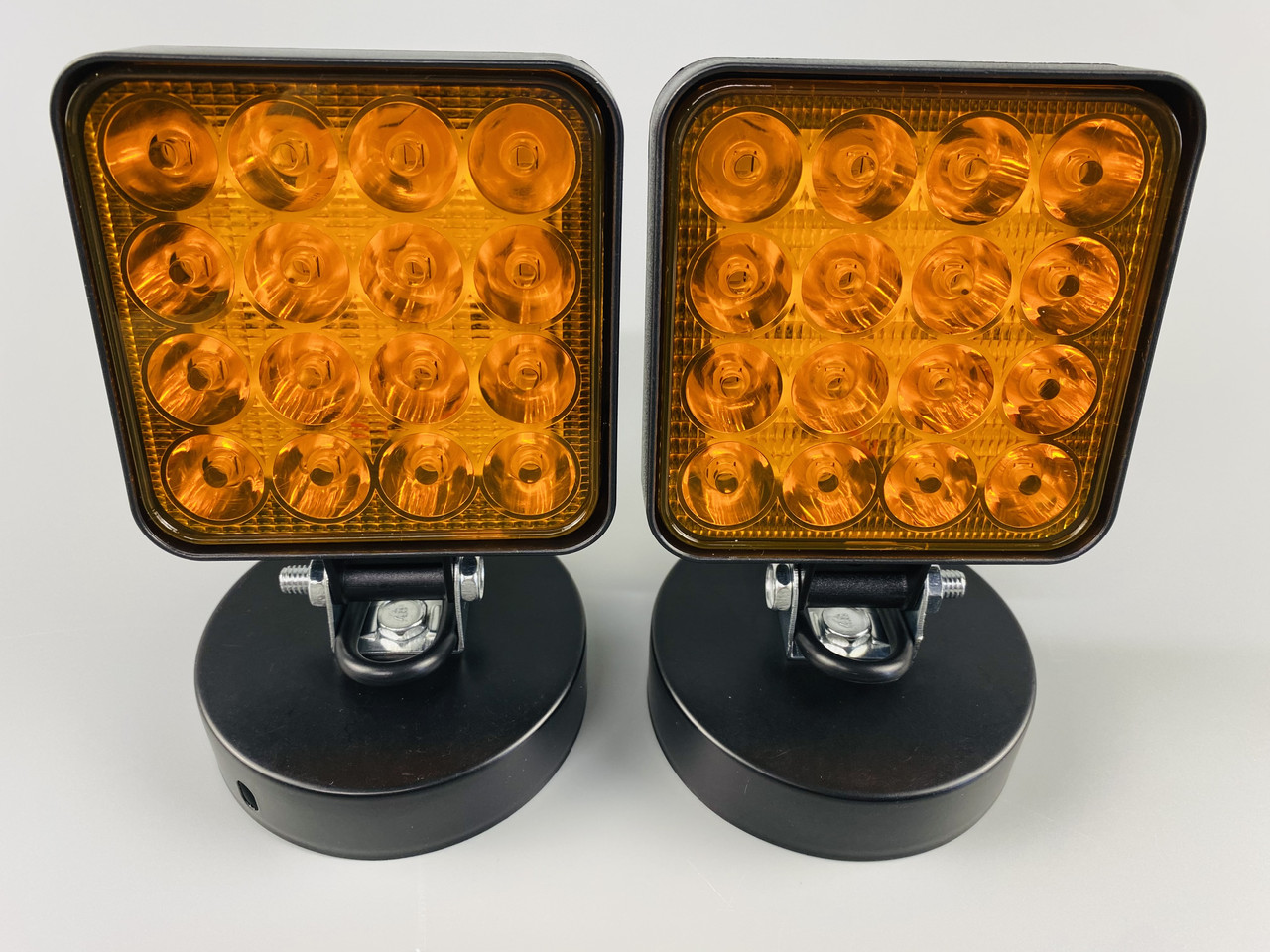 Фара LED квадратна 48 W 12 V 6500 K (16 діодів) (8.4 см х 8.4 см х 2 см) Mini (жовтогаряча), фото 1