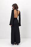 В'язане плаття максі з вирізом на спині чорне, фото 2