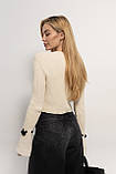 Жіночий укорочений кардиган із рукавами кльош кремовий, фото 2
