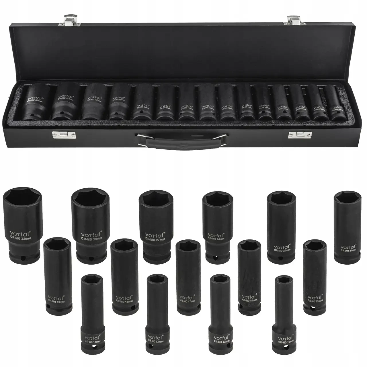 Набір ударних шестигранних головок 1/2″ (10-32 мм) 15 од. Vorfal V088134