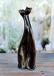 Статуетка Закохані коти чорні 46 см кераміка - подарунок на 14 лютого