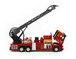 Модель пожежної машини з металевою кабіною інерція звуки світло розсувна драбина помпа 16041, фото 5