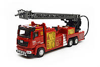 Модель пожежної машини з металевою кабіною інерція звуки світло розсувна драбина помпа 16041